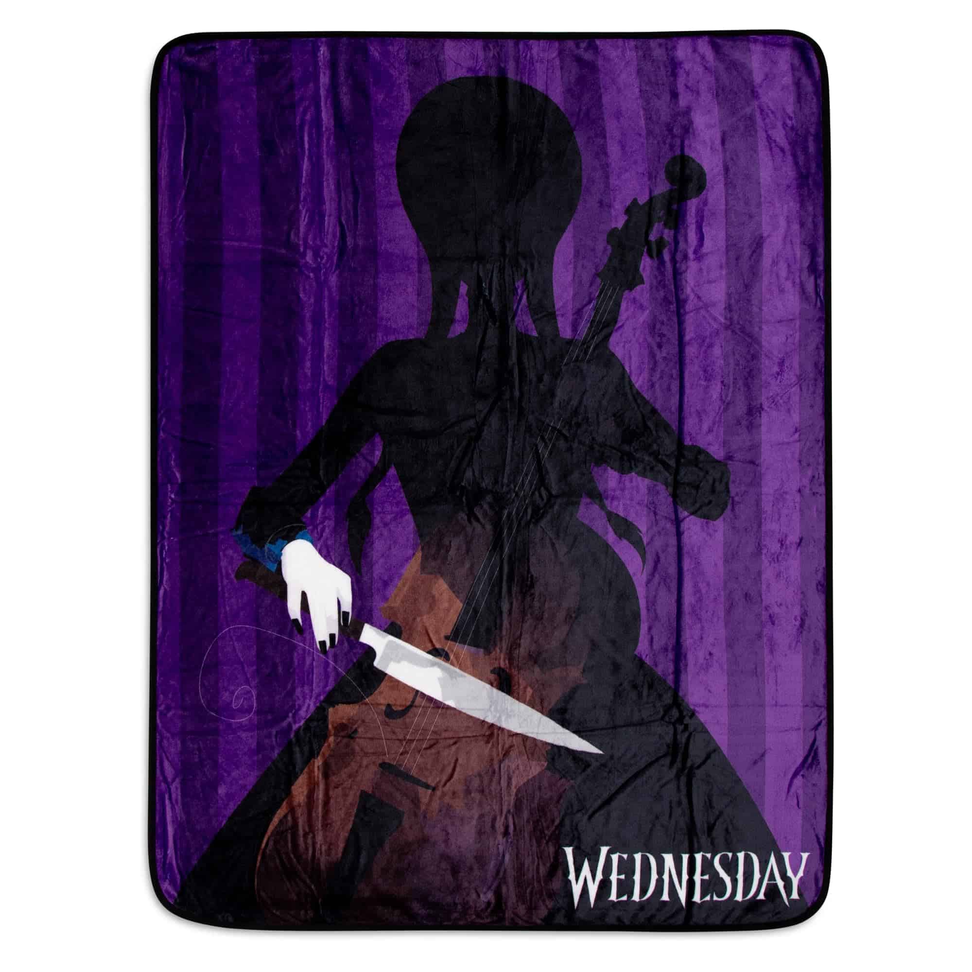 Manta de felpa con estampado de silueta de violoncello de
