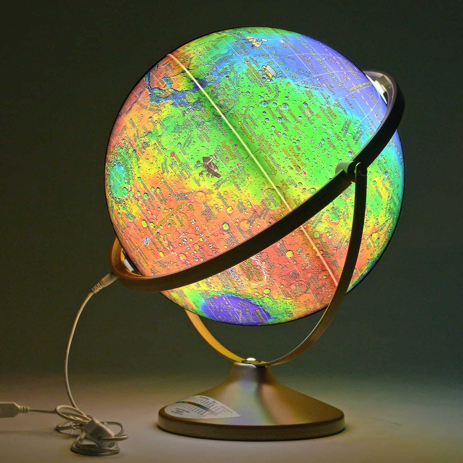 Globo Terráqueo Iluminado de Marte con Topografía Mapsoft - Imagen 3