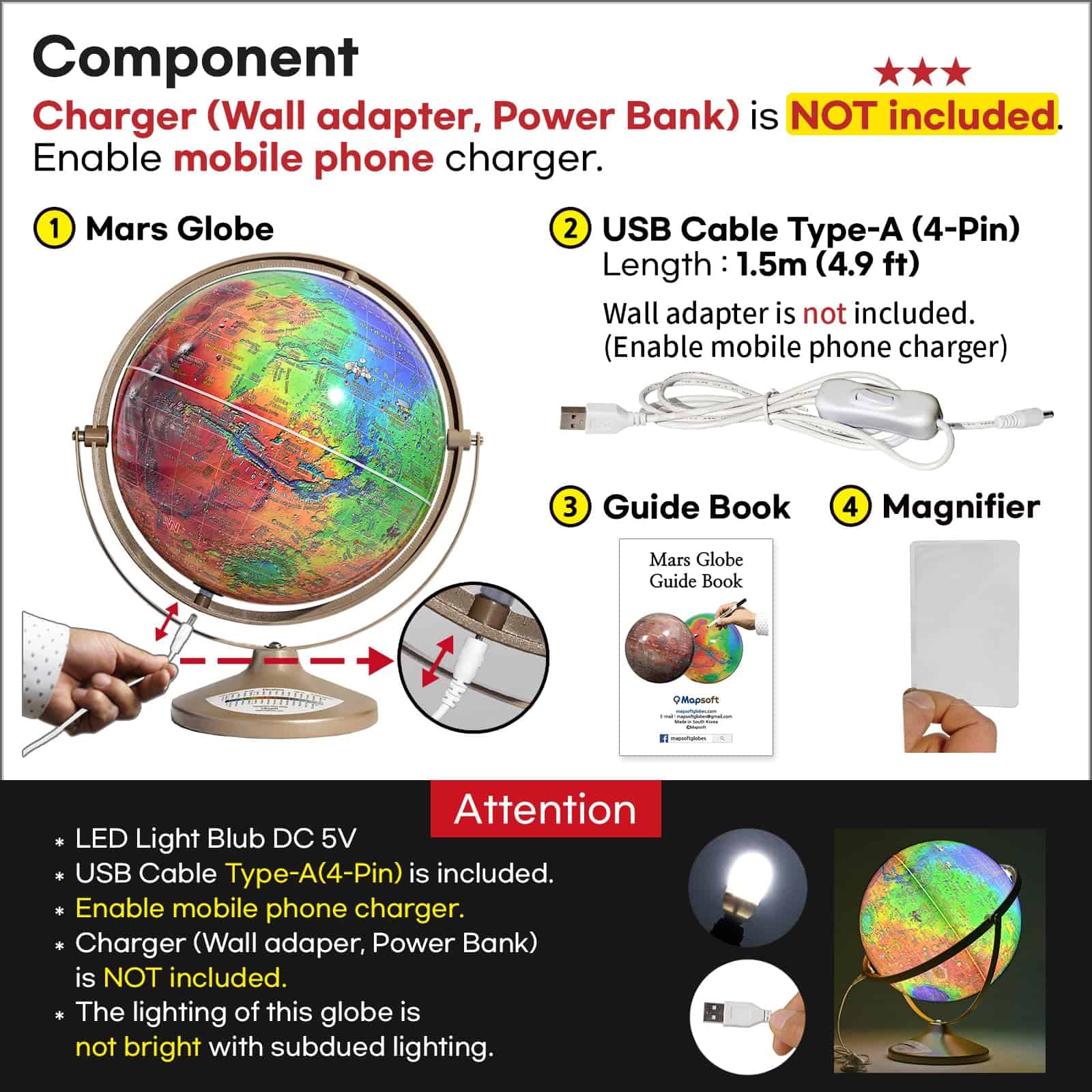 Globo Terráqueo Iluminado de Marte con Topografía Mapsoft - Imagen 7
