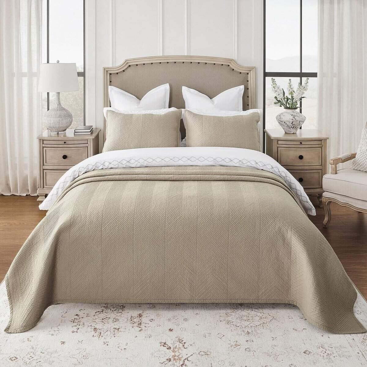 Colcha de Lujo de Puro Algodón Calla Angel -Café Chevron