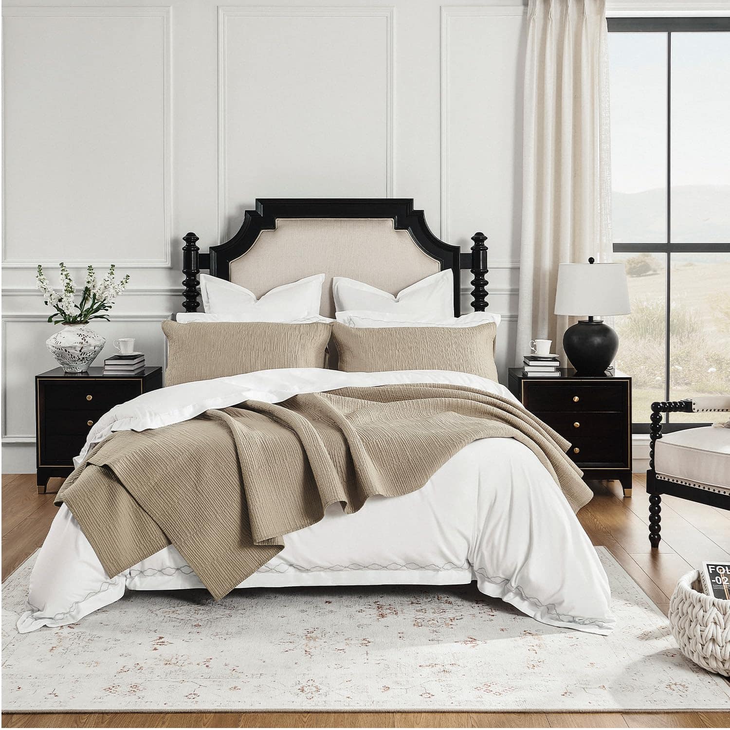 Colcha de Algodón Puro de Lujo con Hilos de Punto de Calla - Imagen 3