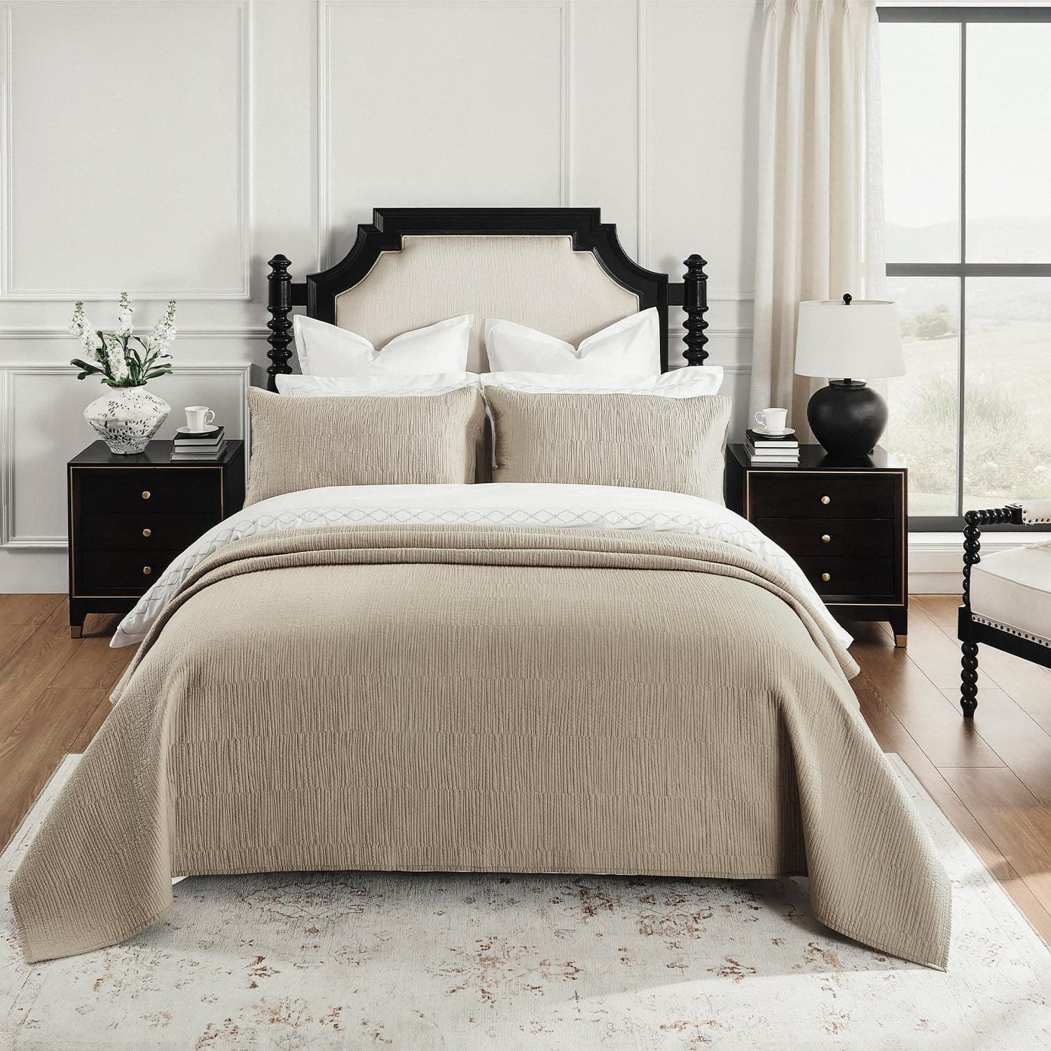 Colcha de Algodón Puro de Lujo con Hilos de Punto de Calla