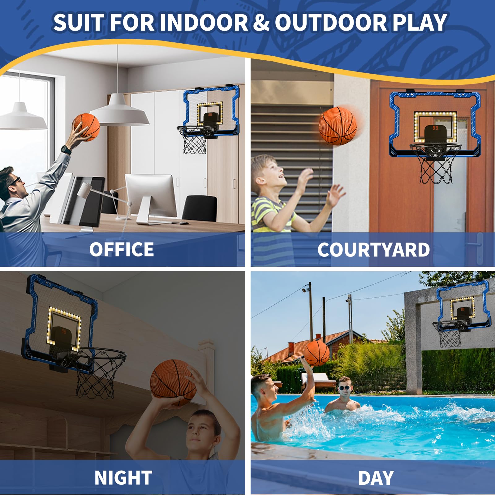 Canasta de Baloncesto Mini Interior con Panel de - Imagen 4