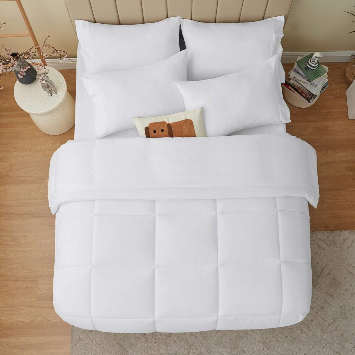 Set de Edredón CozyLux Blanco - Juego de Cama Queen de 7 - Imagen 4