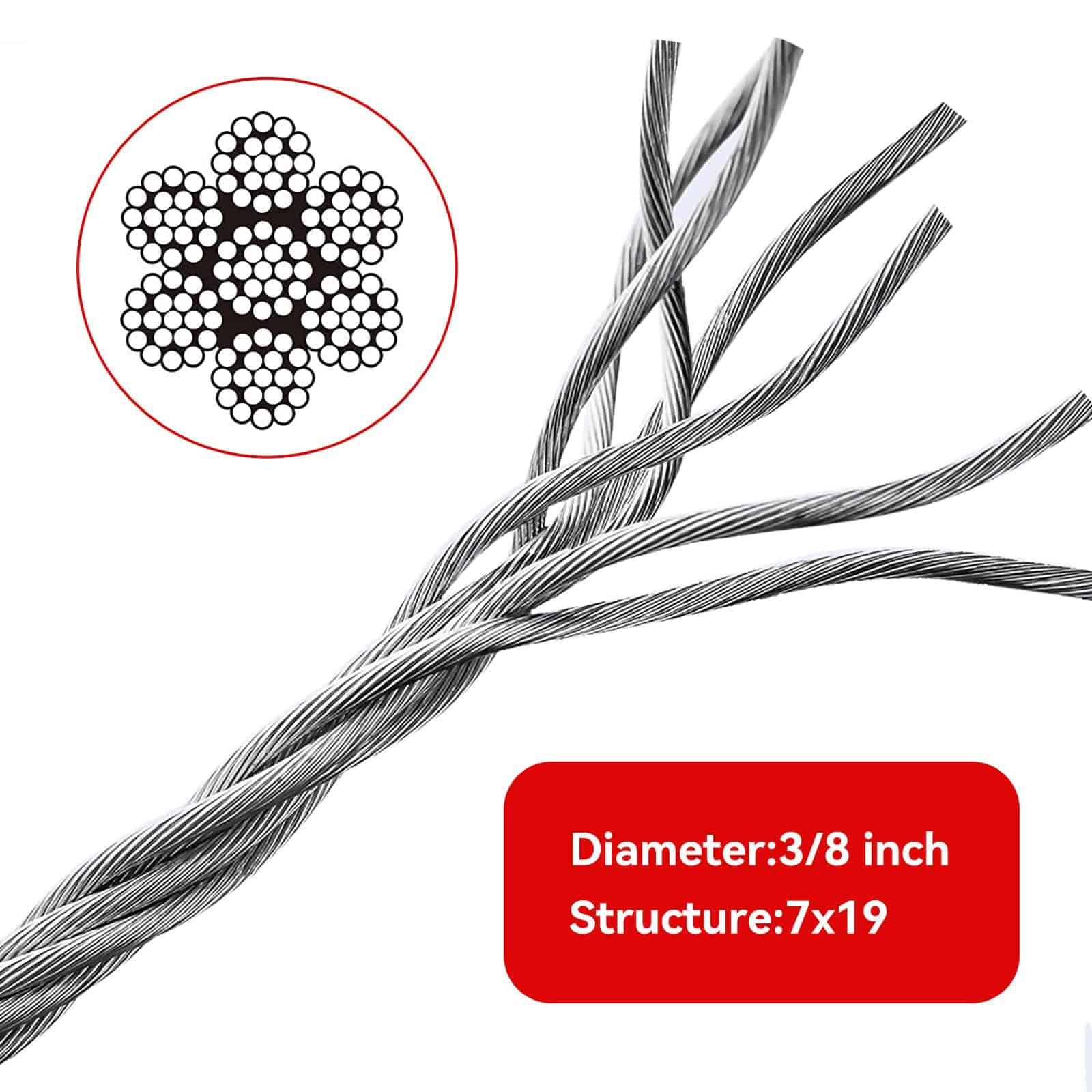 Cable de Malacate, Cable de Remolque -inio 50FT - Imagen 3