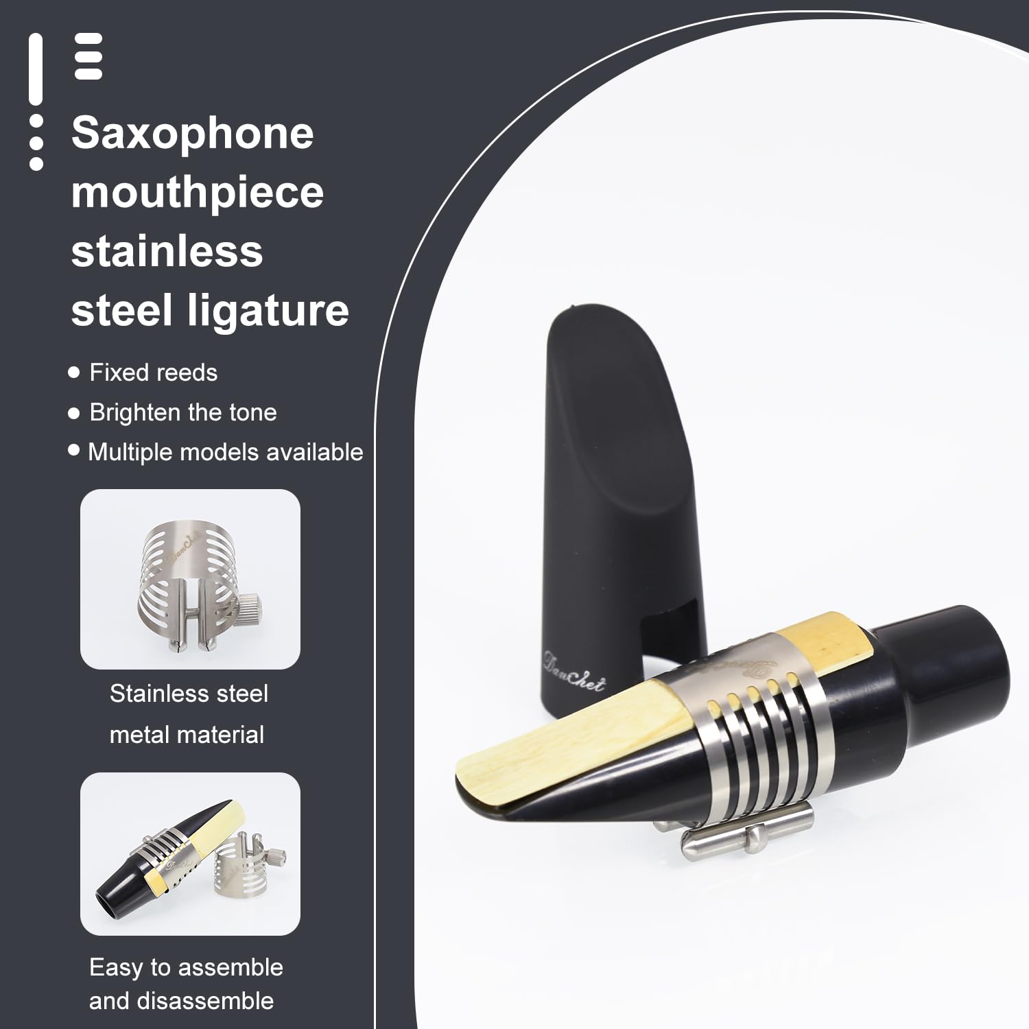 Abrazadera de acero inoxidable premium para saxofón tenor- - Imagen 4