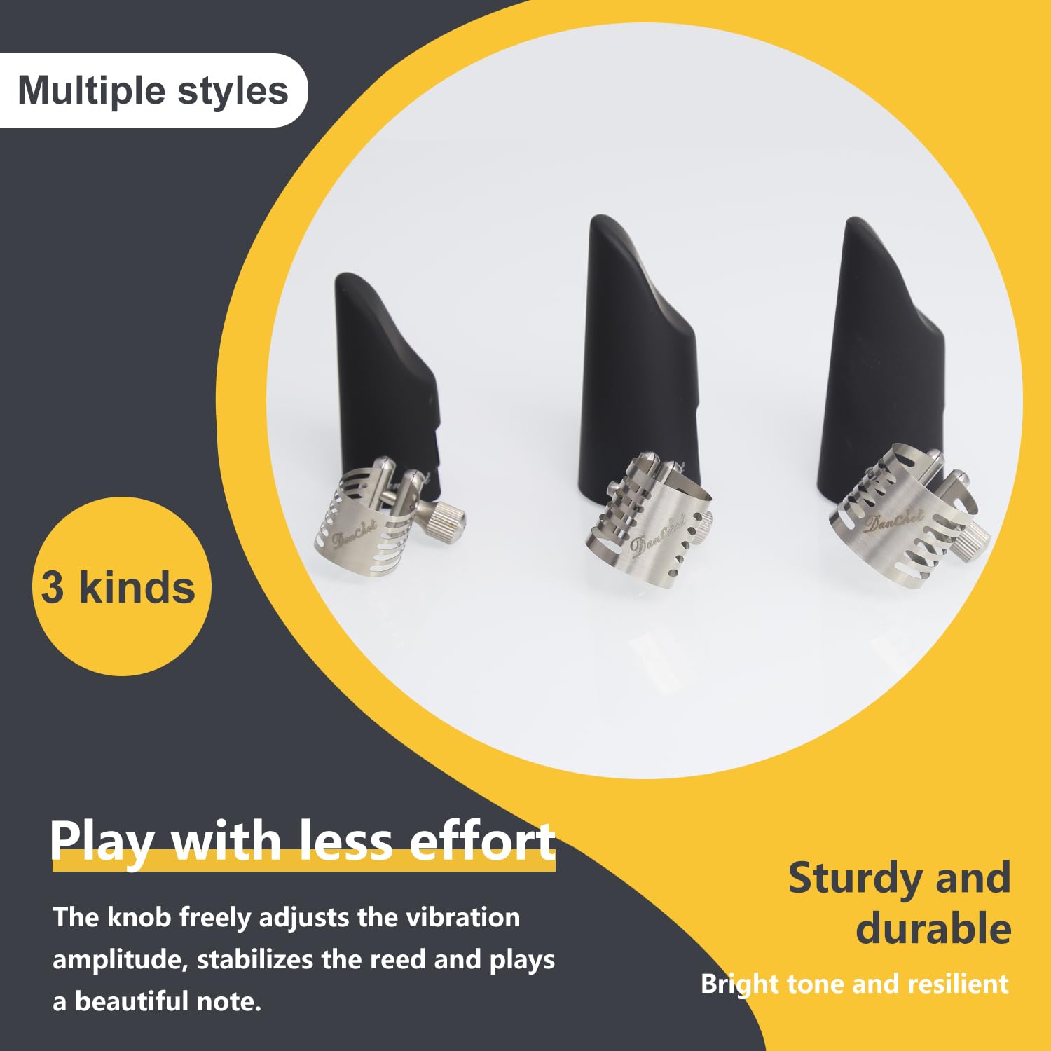 Abrazadera de acero inoxidable premium para saxofón tenor- - Imagen 5