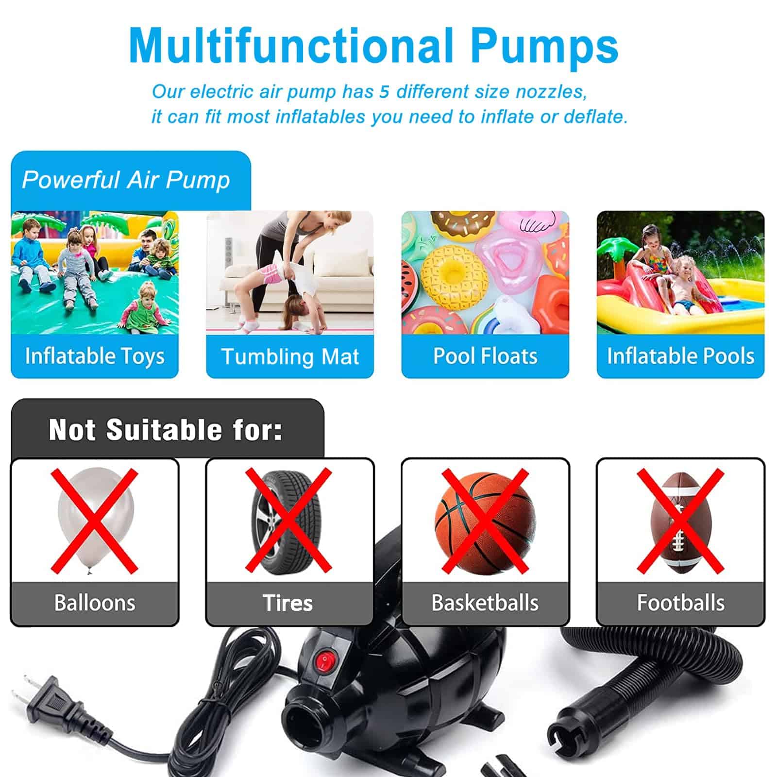 Bomba de Aire Eléctrica para Colchonetas de Gimnasia - Imagen 3