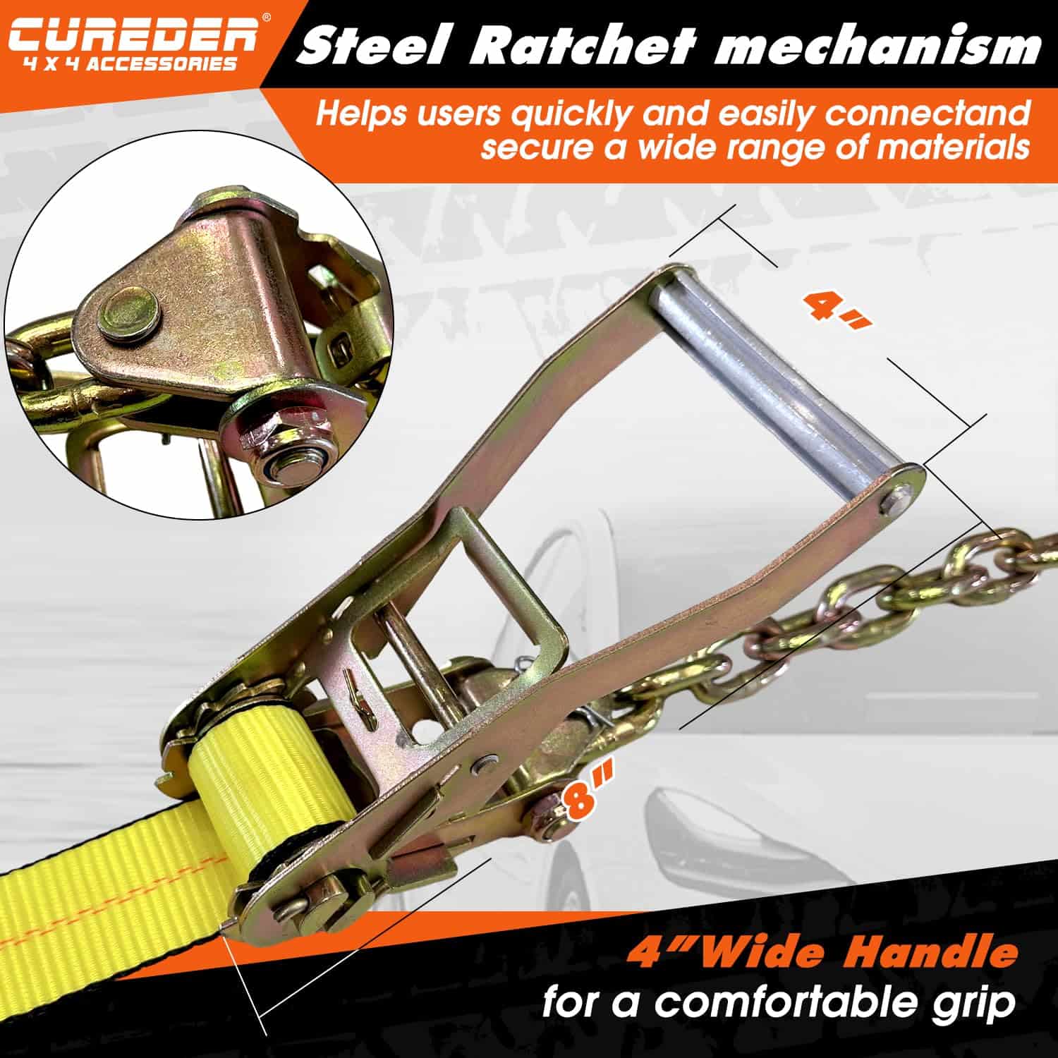 Cureder Correas de Amarrar para Autos en Remolques con - Imagen 5
