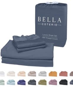 Juego de sábanas de bambú de lujo Bella -Azul pizarra