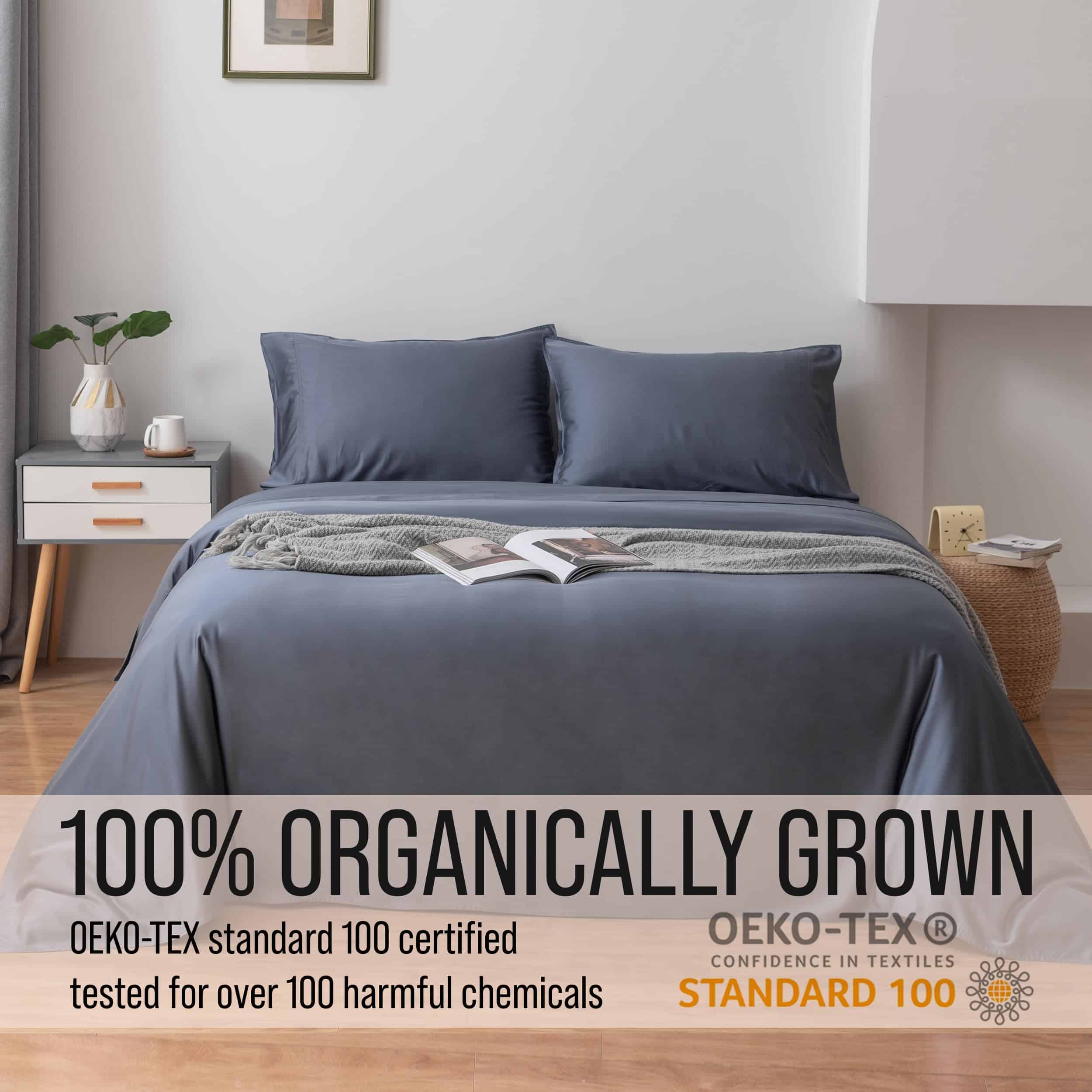 Juego de sábanas de bambú de lujo Bella -Azul pizarra - Imagen 6
