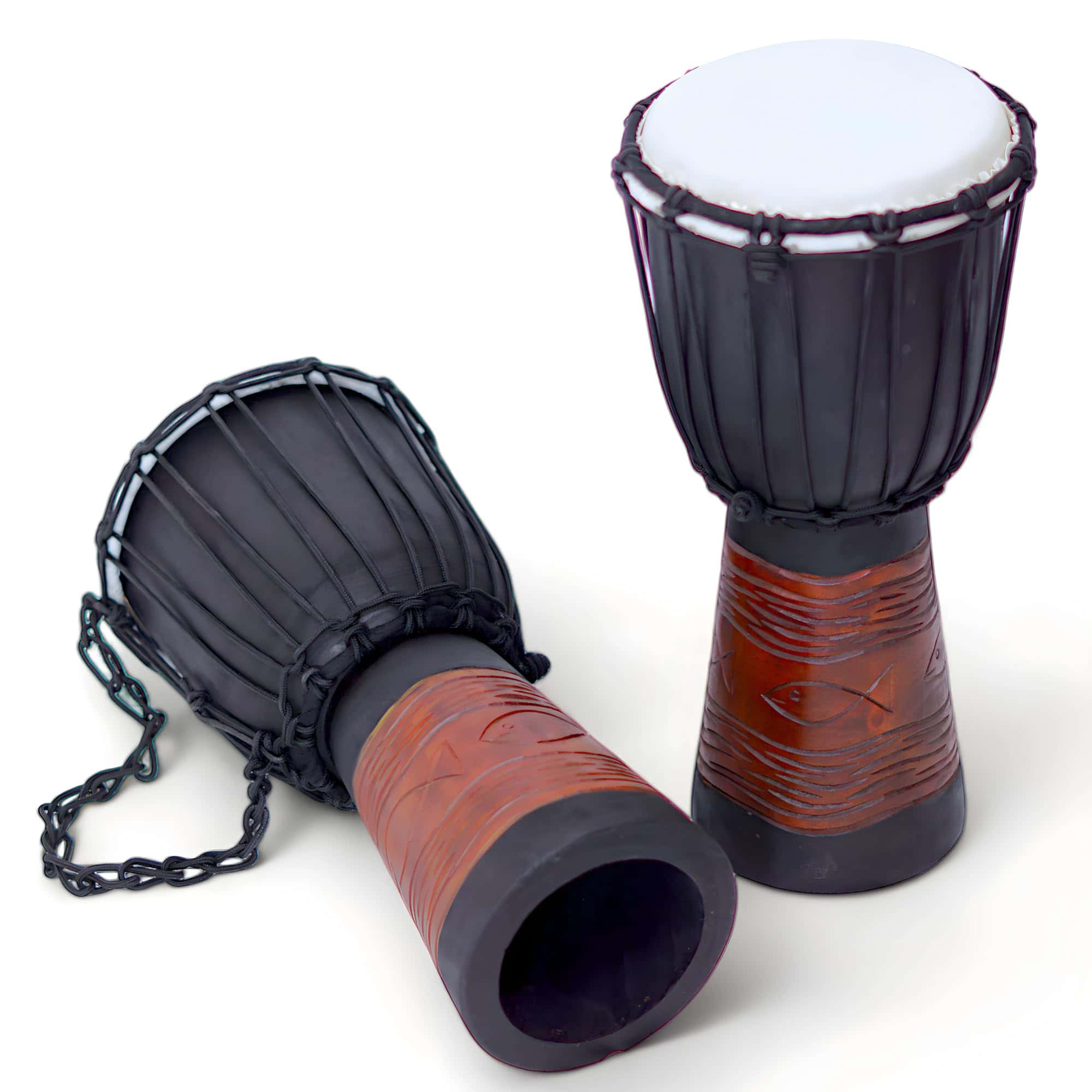 Djembe de Caoba Tallado a Mano, Tambor de Mano de 7" con - Imagen 5