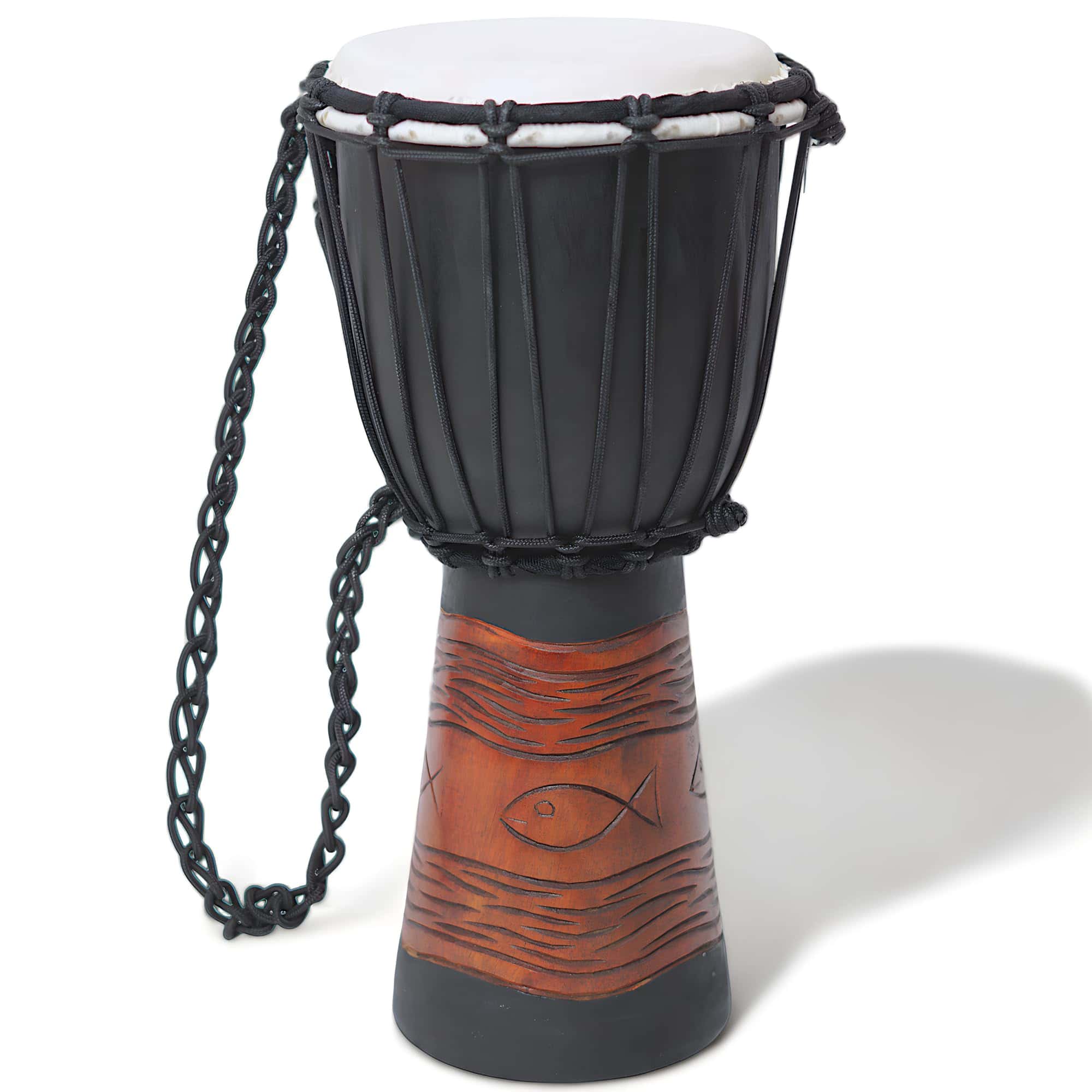 Djembe de Caoba Tallado a Mano, Tambor de Mano de 7" con