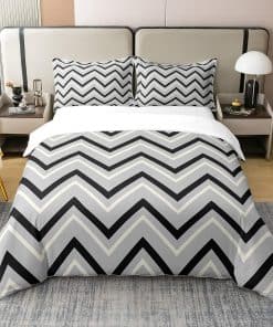 Juego de Ropa de Cama de Línea de Rayas Blancas Negras