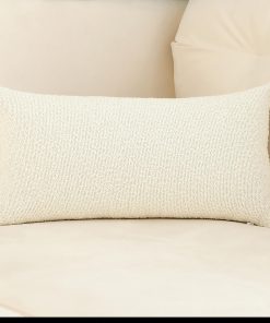 Funda de Cojín Decorativa Larga y Gruesa en Boucle Marfil