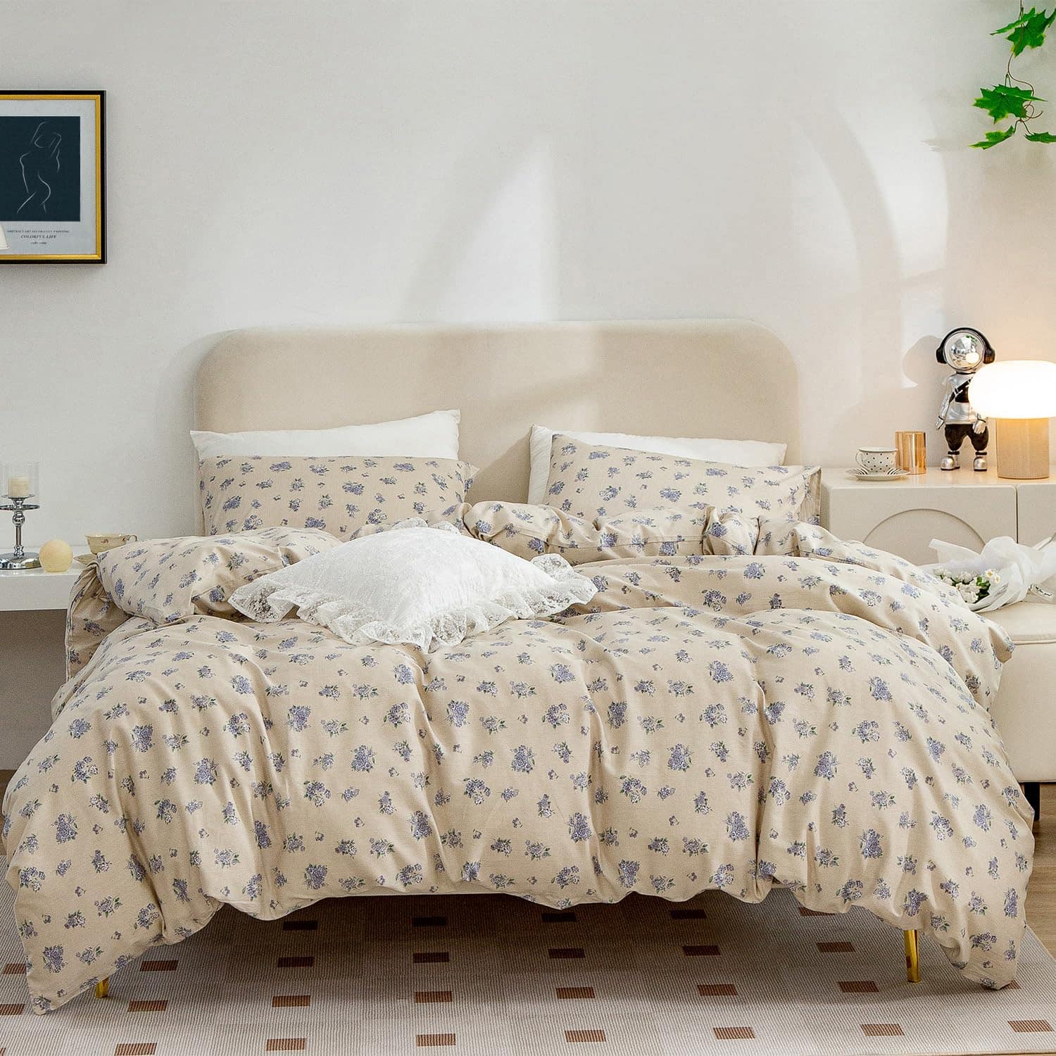 Juego de Funda Nórdica Floral Queen, 3 Piezas Suave y