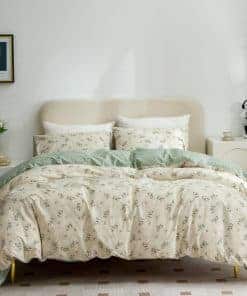 Funda nórdica floral Queen, 3 piezas suaves y transpirables