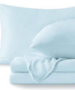 Juego de sábanas de franela BEDELITE tamaño Queen Azul -