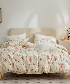 Juego de Funda Nórdica Floral Rojo Queen, 3 Piezas de Suave