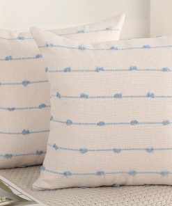 Conjunto de 2 Fundas de Cojín Boho 28x28, Azul Claro y