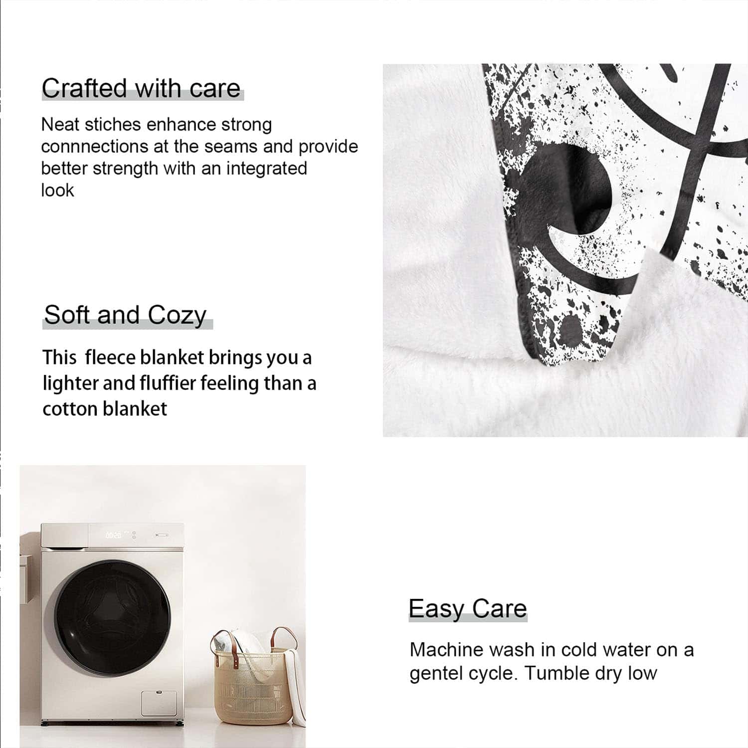 Manta de Felpa Suave y Acogedora para Sofá, Notas Musicales - Imagen 8