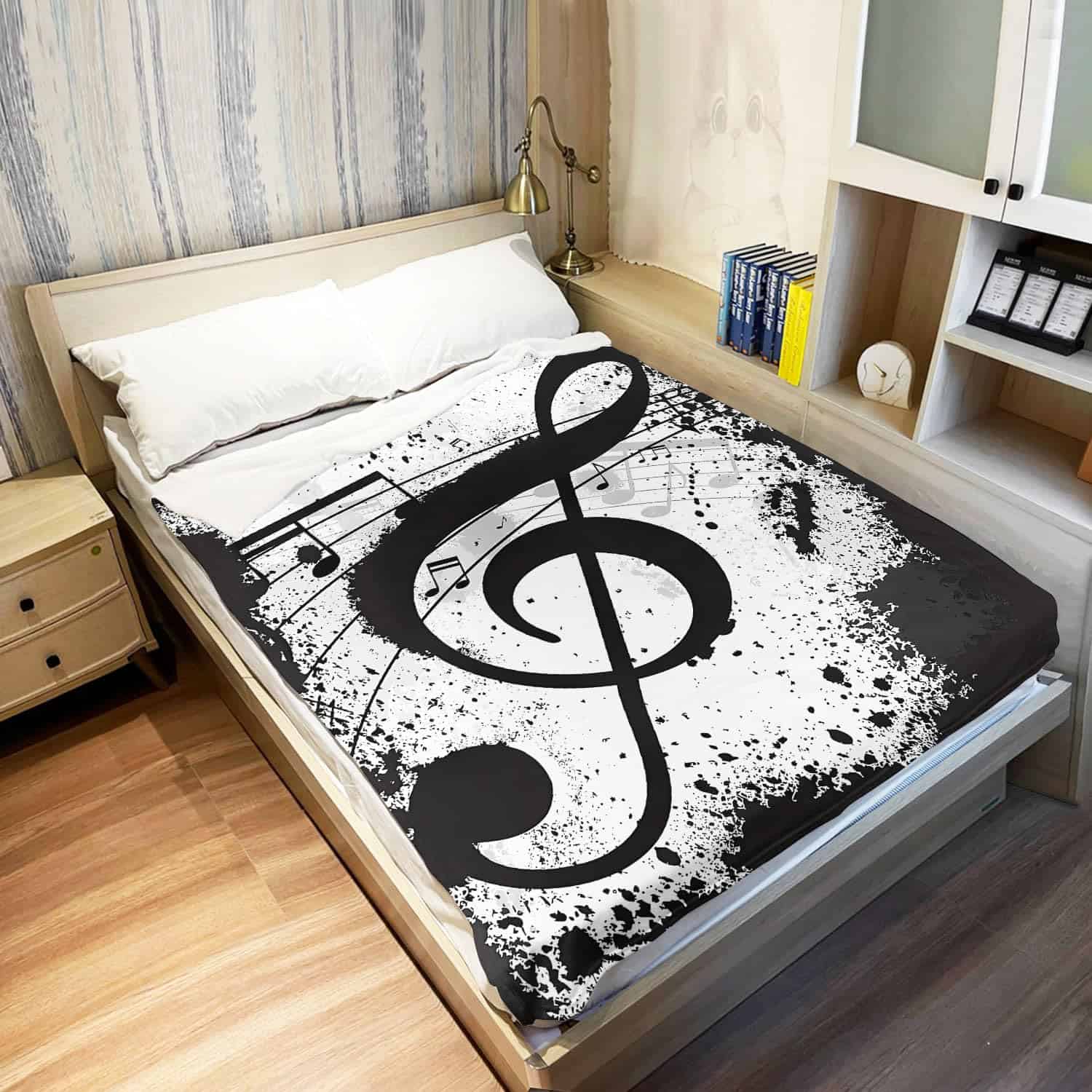 Manta de Felpa Suave y Acogedora para Sofá, Notas Musicales - Imagen 4