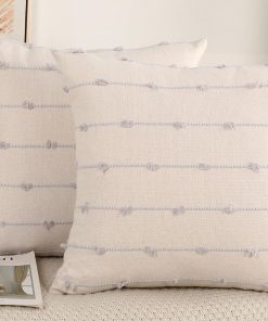 Juego de 2 Fundas de Cojín Boho 28x28, Gris Piedra y Blanco