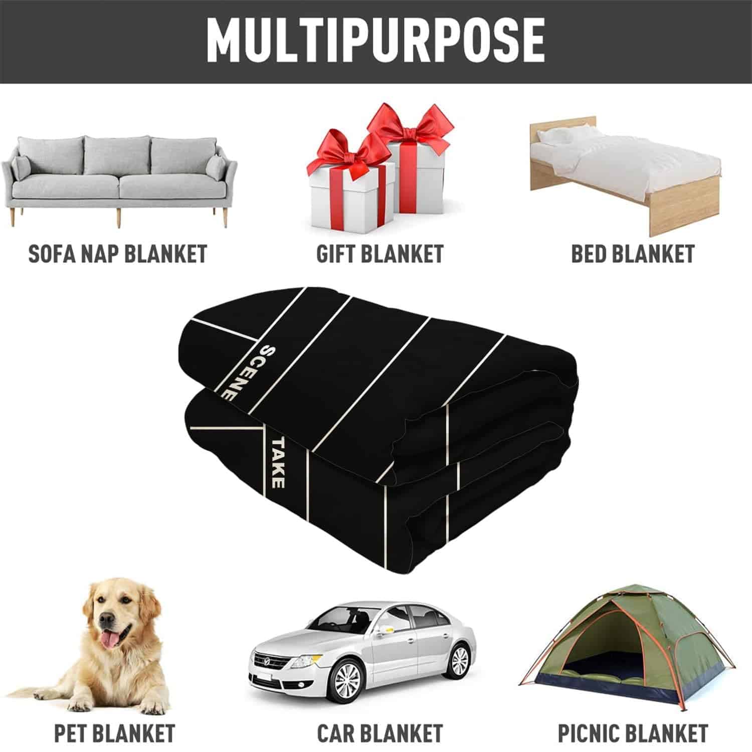 Manta de felpa suave y acogedora para sofá, Pizarra de - Imagen 7