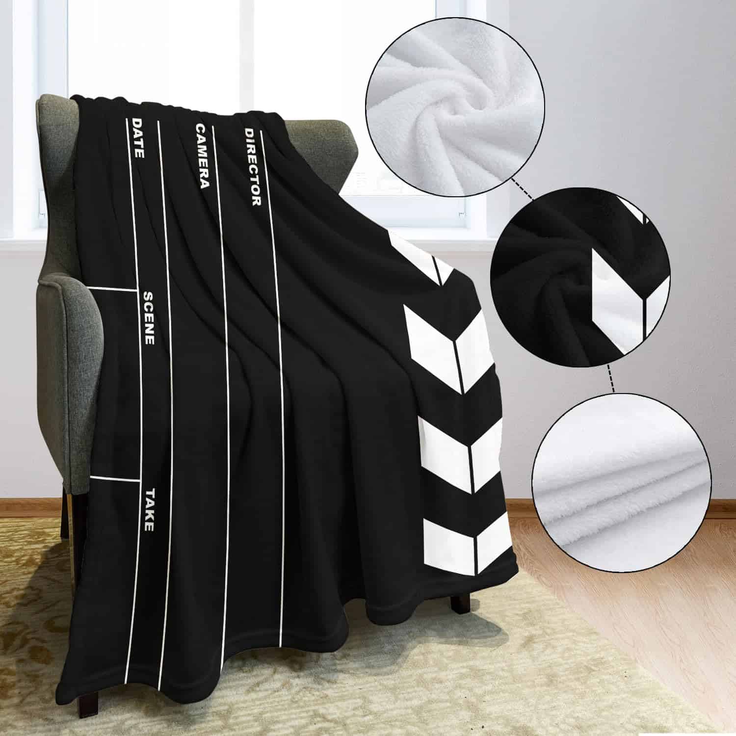 Manta de felpa suave y acogedora para sofá, Pizarra de - Imagen 6
