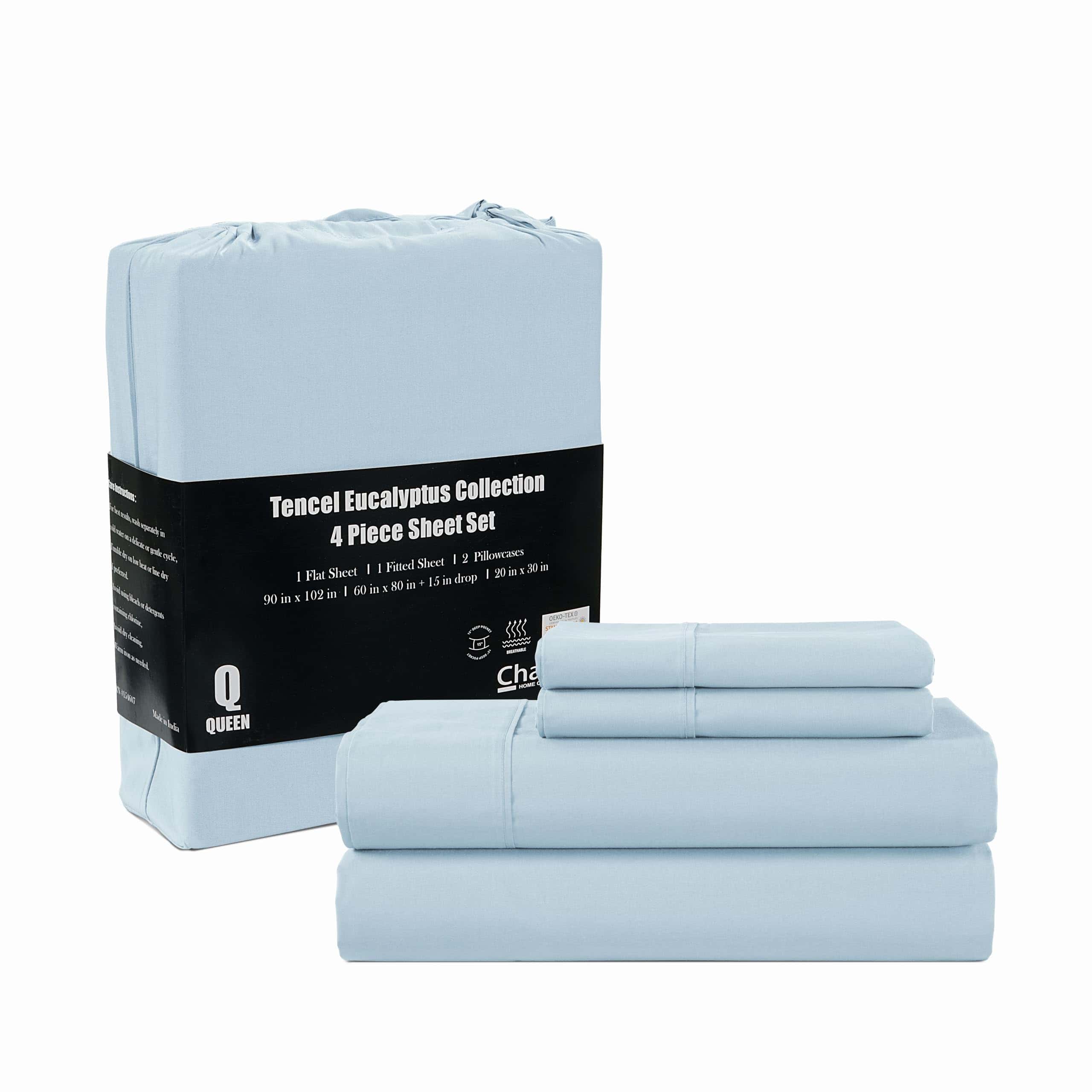 Juego de sábanas 100% Tencel CHATEAU HOME -Azul Claro