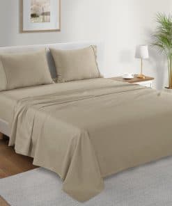 Juego de Sábanas 100% Algodón Orgánico -Tan