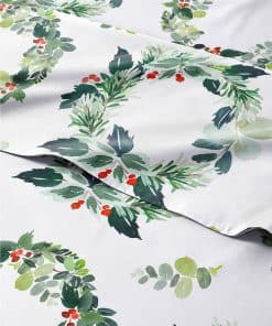 Juego de sábanas de corona de Navidad tamaño Cal King -