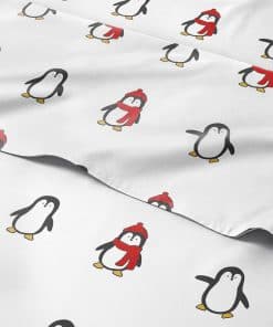 Juego de sábanas de tamaño Cal King con diseño de pingüinos