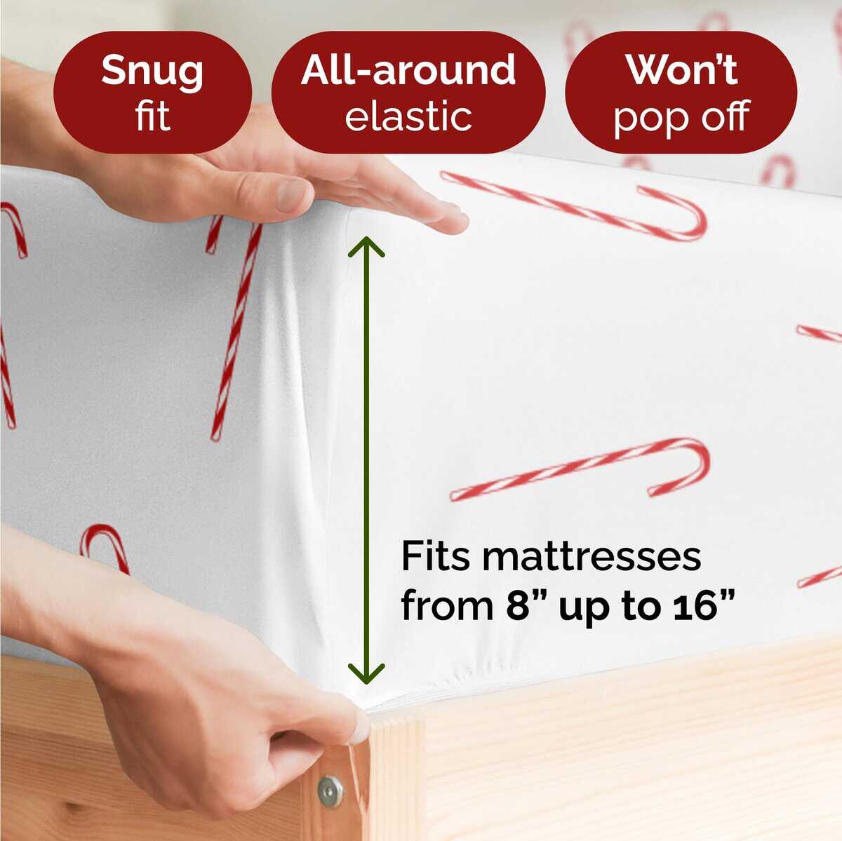 Juego de sábanas completo de bastones de caramelo navideños - Imagen 5