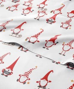 Set de sábanas rojas de gnomos navideños para cama tipo