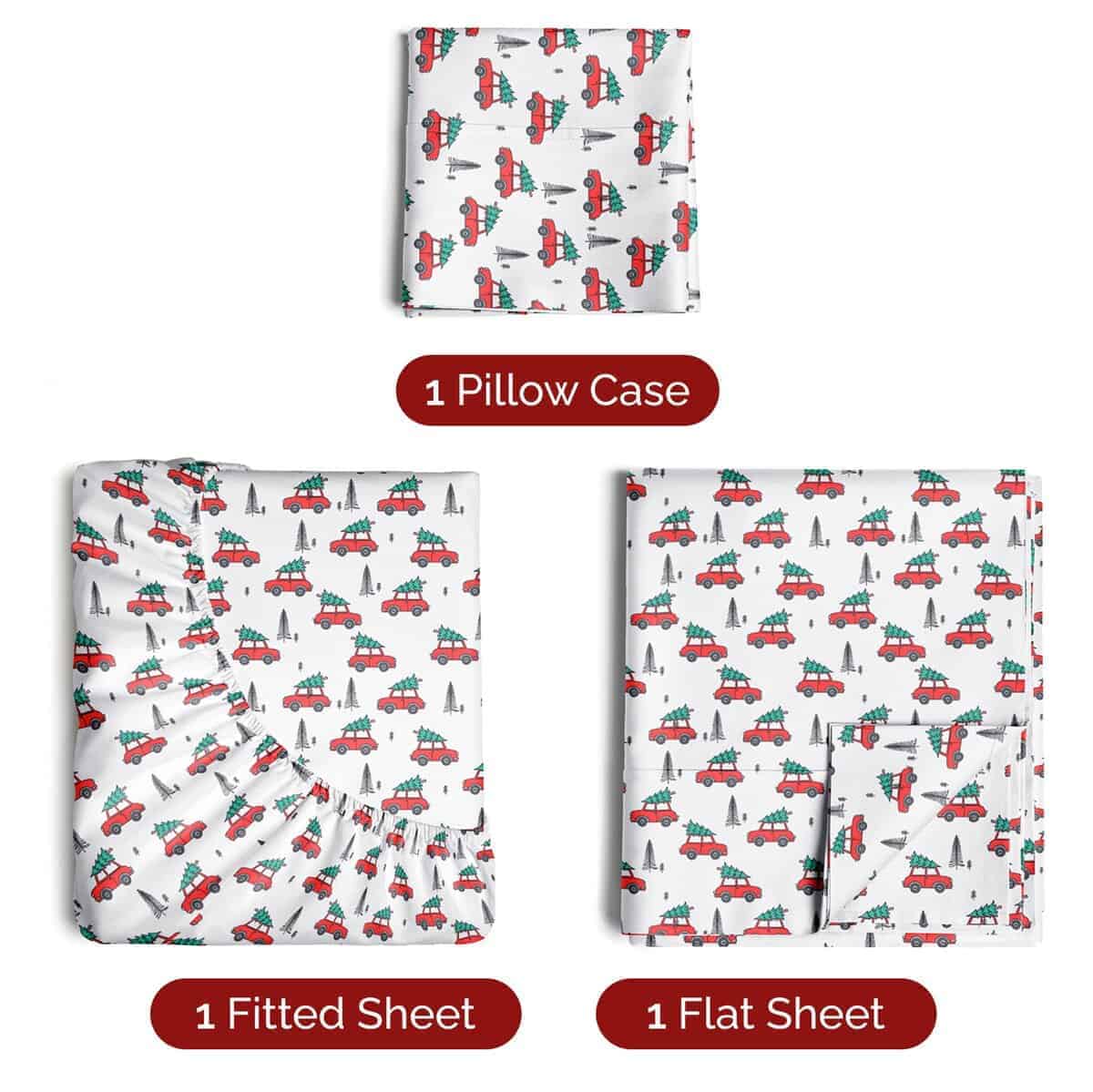 Juego de Sábanas Twin Christmas Cars - Juego de Ropa de - Imagen 3