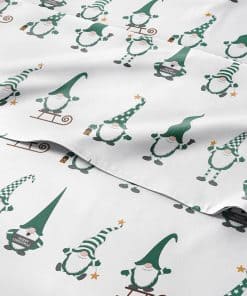 Juego de sábanas verde con duendes de Navidad Split King -