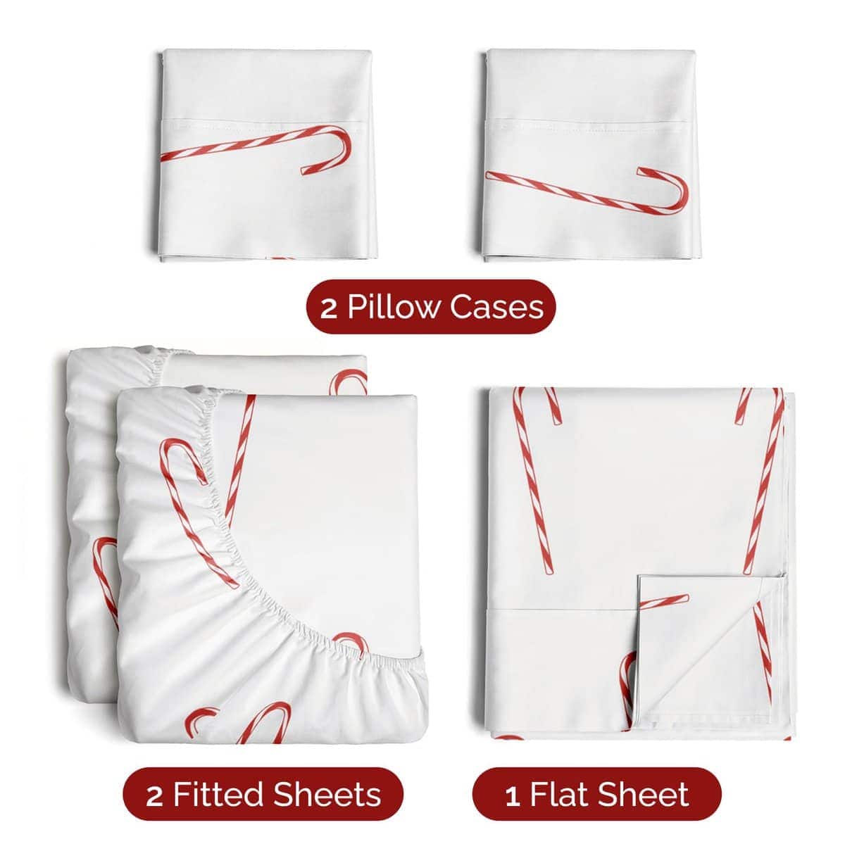 Juego de sábanas Split King Christmas Candy Canes - - Imagen 3