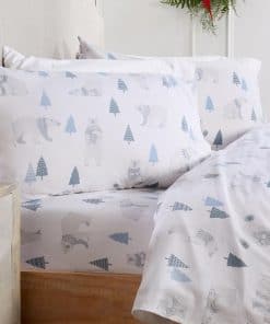 Juego de sábanas de franela 100% algodón -Osos Polares