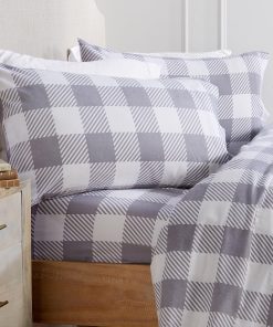 Juego de sábanas de franela 100% algodón -Buffalo Check Grey