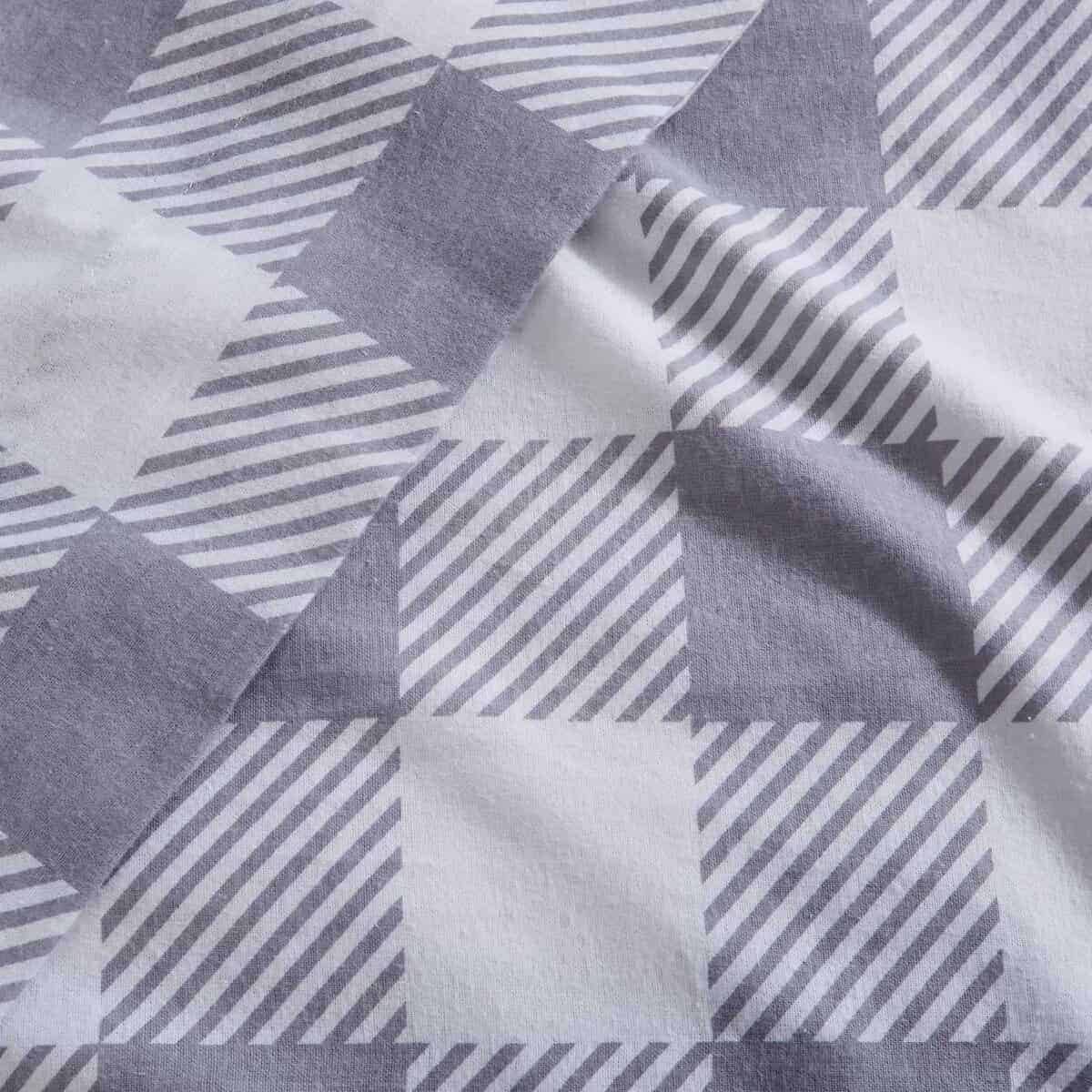 Juego de sábanas de franela 100% algodón -Buffalo Check Grey - Imagen 7