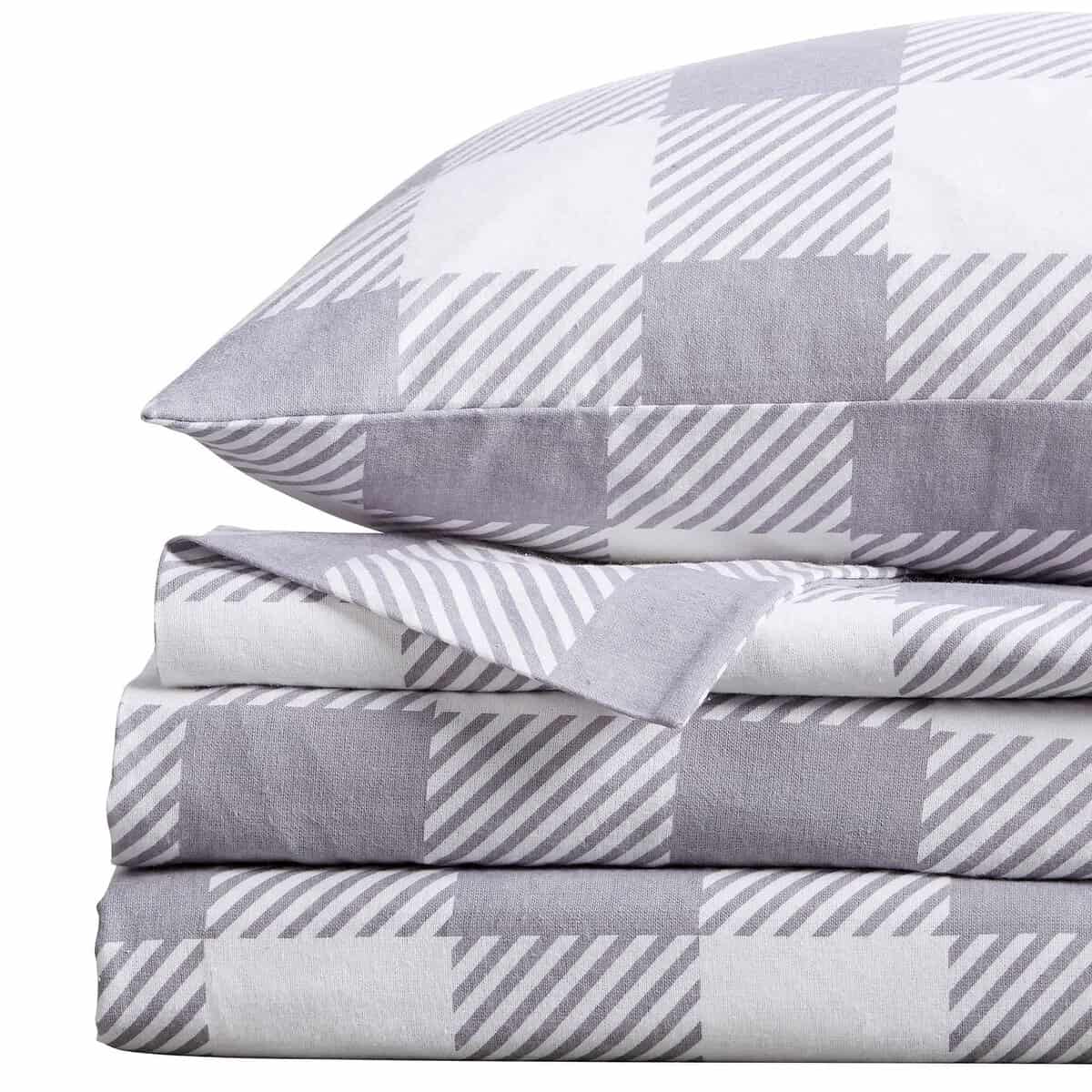 Juego de sábanas de franela 100% algodón -Buffalo Check Grey - Imagen 5
