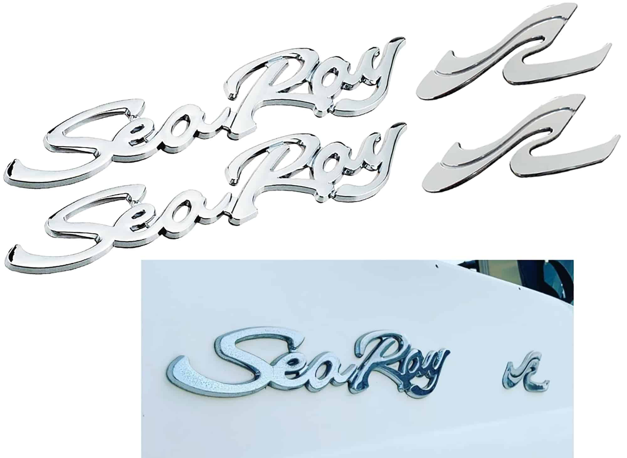 Juego de 4 Emblemas Adhesivos para Barco Sea Ray con Logo