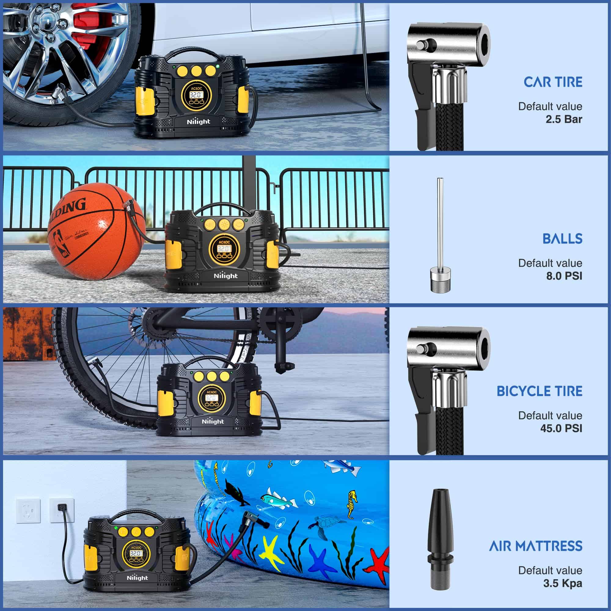 Nilight Inflador de neumáticos Compresor de aire portátil - Imagen 6