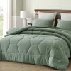 Juego de Comforter Chezmoi Collection Vero Color Verde Sage