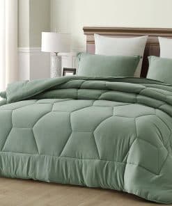 Juego de Comforter Chezmoi Collection Vero Color Verde Sage