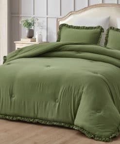 Juego de edredón Chezmoi Collection Nora verde -Olive