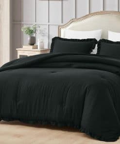 Juego de Colcha Chezmoi Collection Nora Negro Tamaño Twin 2
