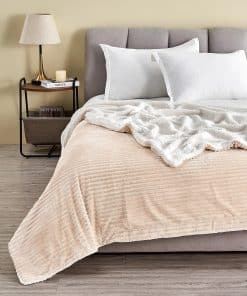 Manta Reversible de Piel Sintética Texturizada Ribeteada en