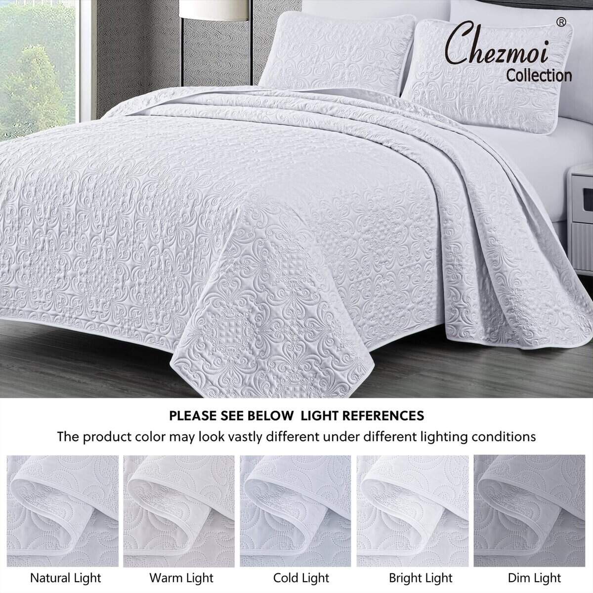 Chezmoi Collection Luca Juego de Colcha de 3 Piezas, Tamaño - Imagen 6